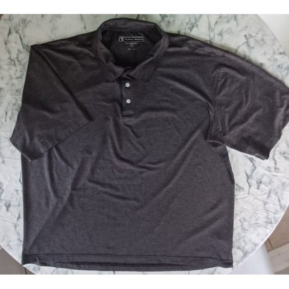Pebble Beach Performance Polo Shirt Men's XL Black Striped Golf Bowling Athletic - Picture 2 of 7